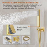Gold Shower System, Shower Faucet Set with 10-Inch Rain Showerhead and Handheld Spray