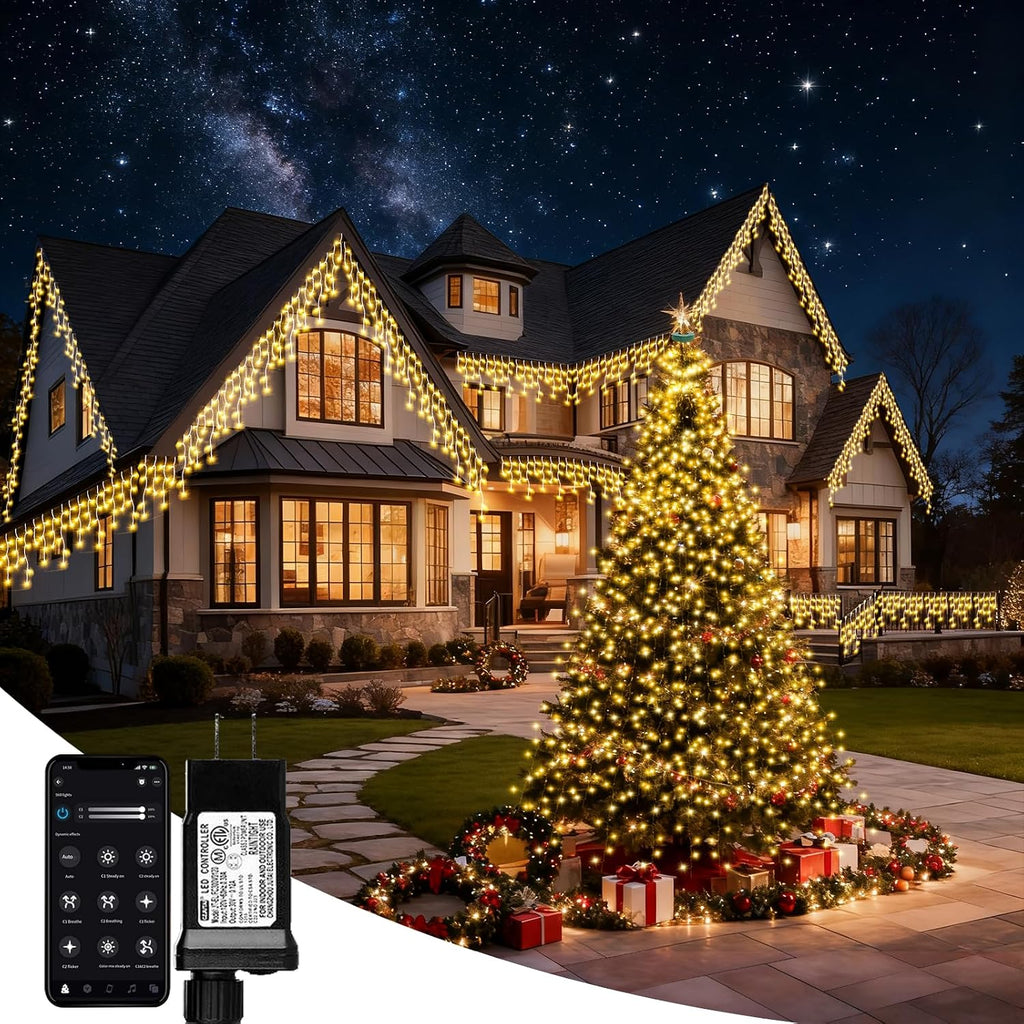 Smart Christmas Tree Lights, APP Control 6.56Ft 16 Lines String 400 LED Decorations Lights with Ring, DIY scenarios