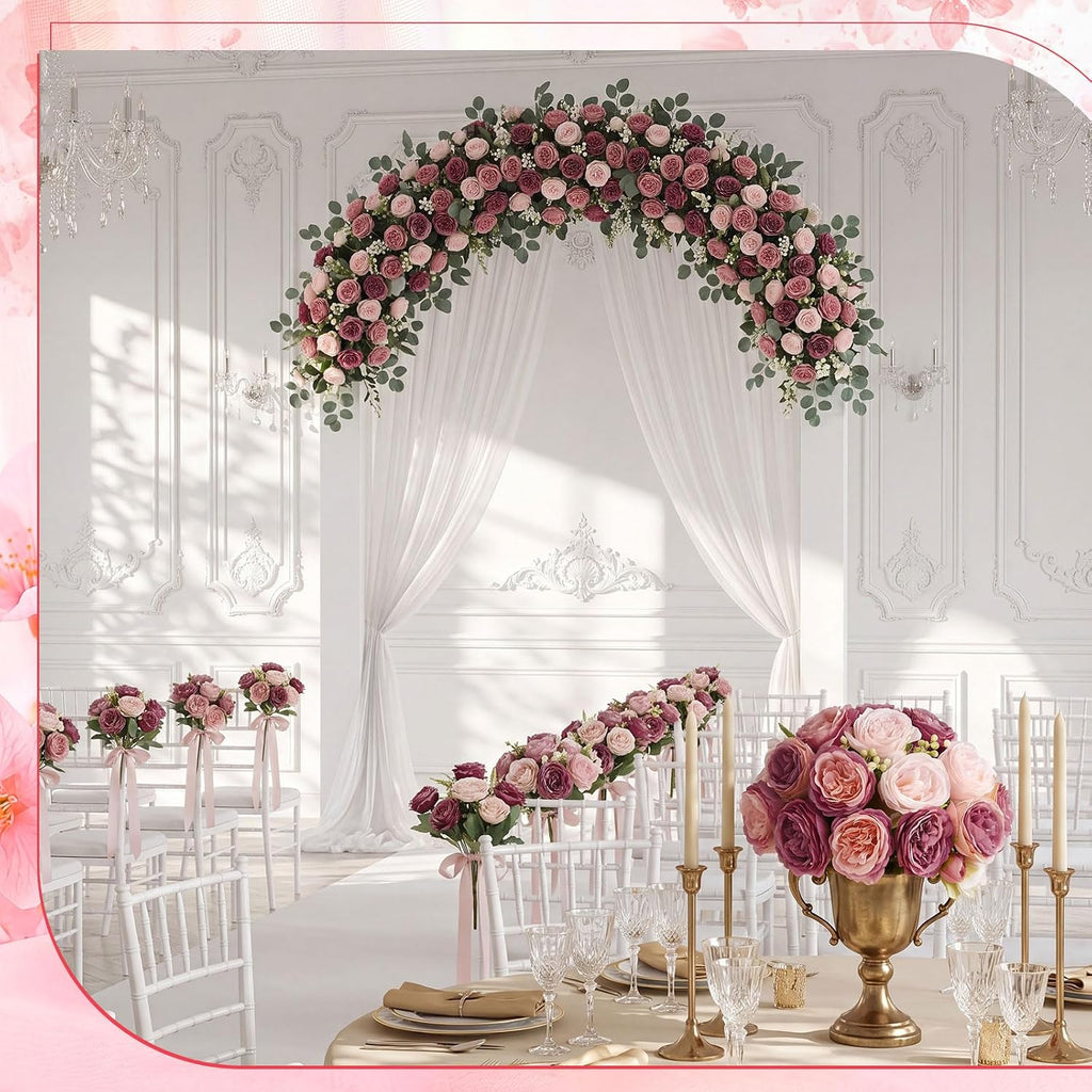 Artificial Peonies Flowers Fake Silk Peony Bouquet Faux Peonies Flowers Bulk for Decoration Vase Floral Arrangements - Set of 36