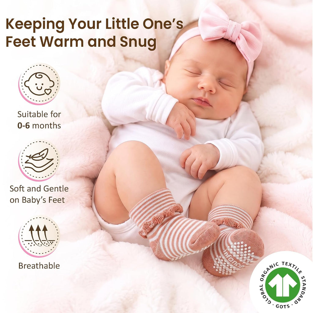 Organic Cotton Blend 12 Pairs Infant Socks Boys Non Slip Shower