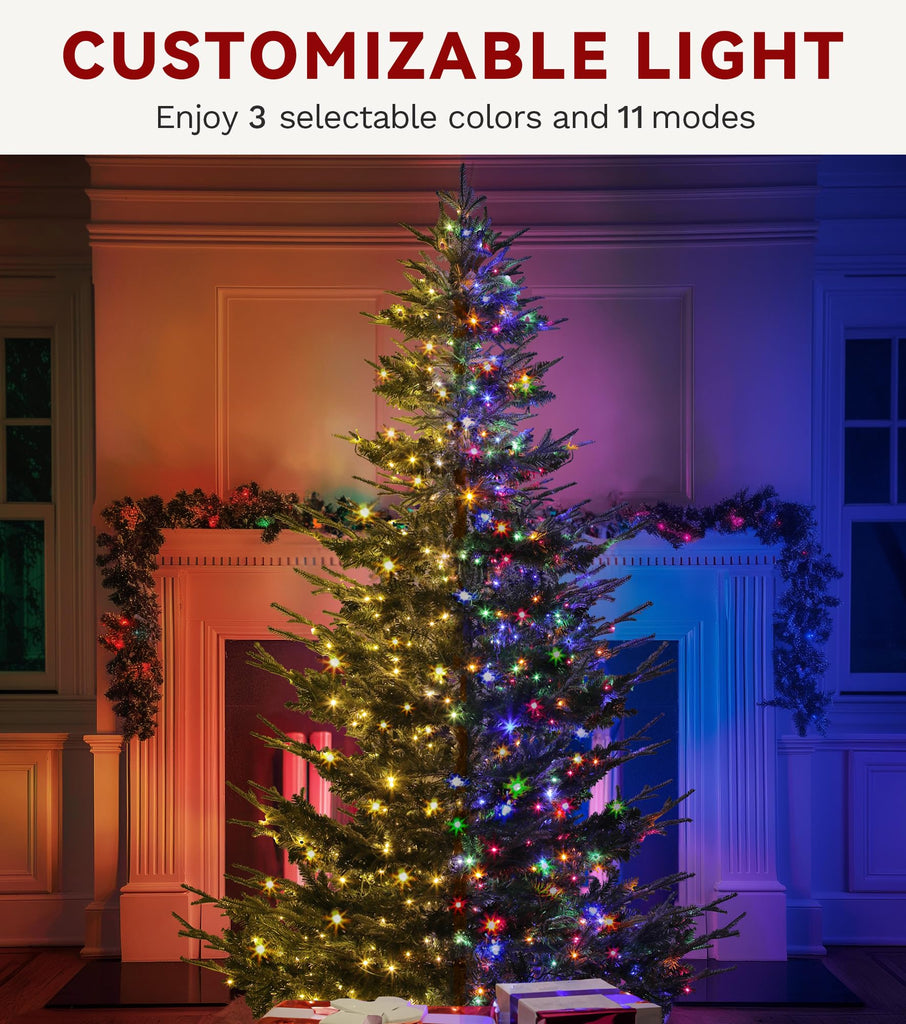 7.5FT Pre-Lit Aspen Fir Artificial Christmas Tree 700 LED Remote Timer