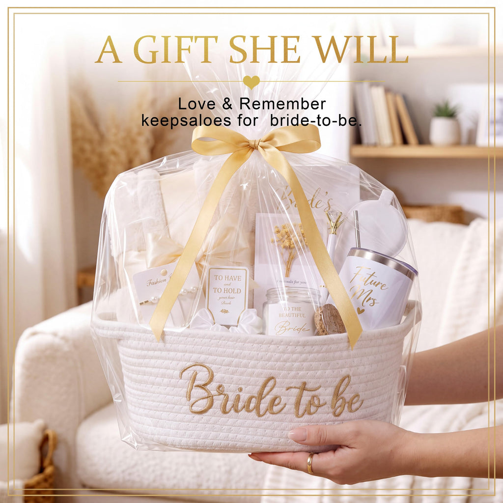 Bridal Shower Gift Basket for Bride, Engagement, Bride to Be