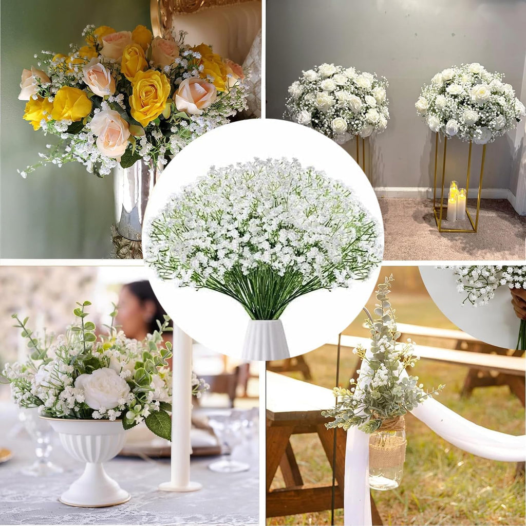 120 Pcs Baby Breath Artificial Flowers Bulk, White Artificial Flowers Artificial Baby Breath Gypsophila Flowers para