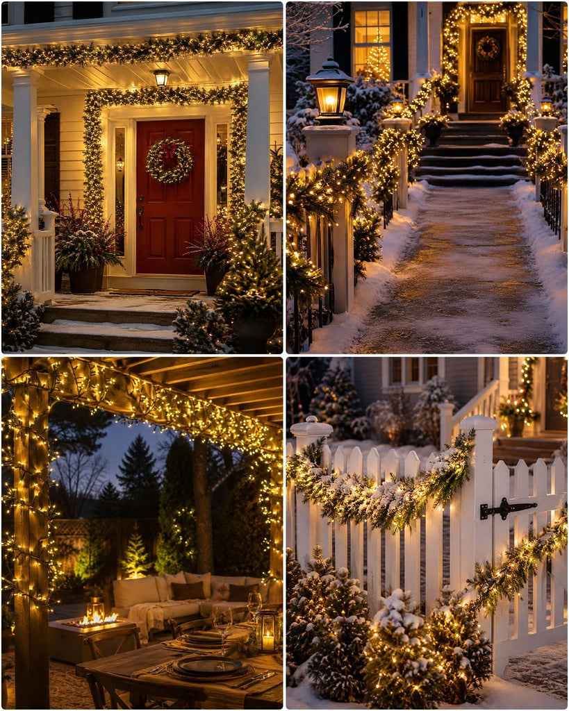 50Ft 1000 LED Cluster Christmas Tree Lights with Remote & Timer