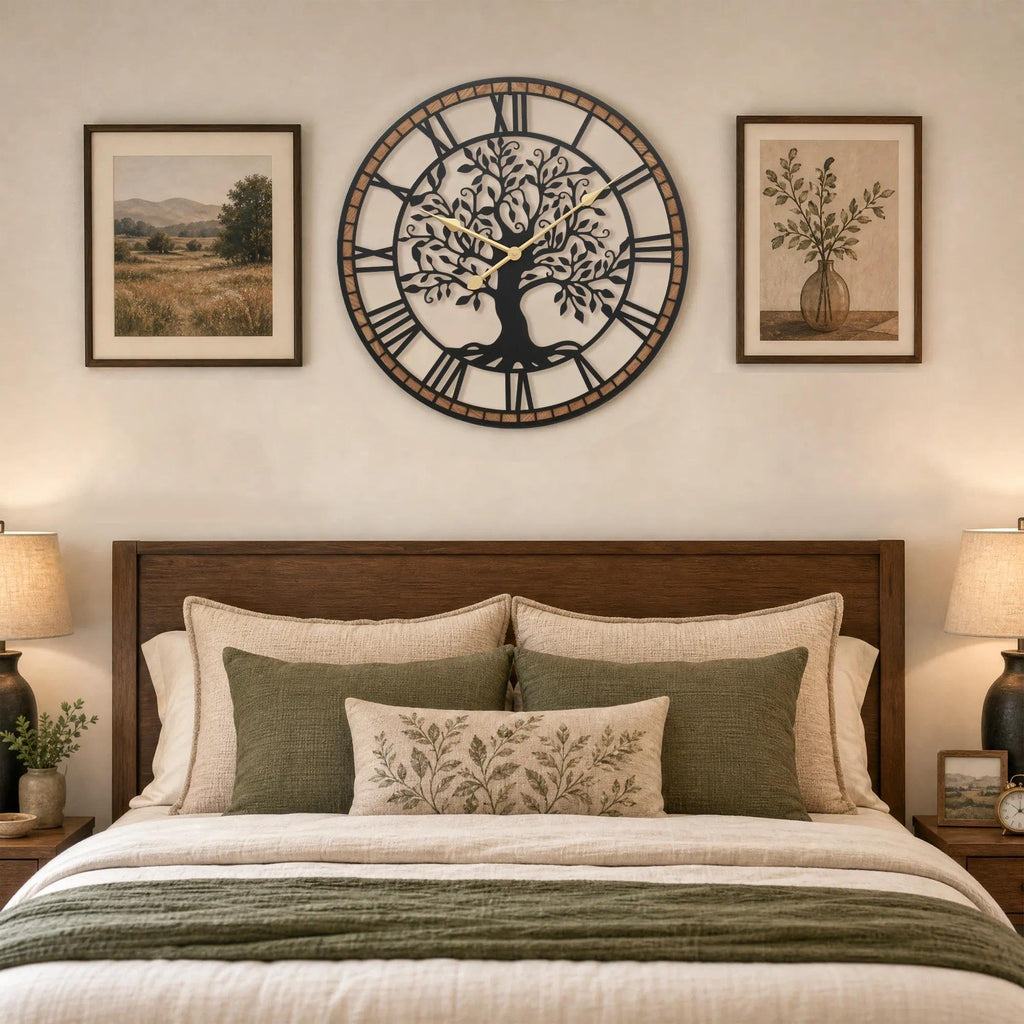 Large Wall Clock Decorative: 24 Inch Tree of Life Battery Operated
