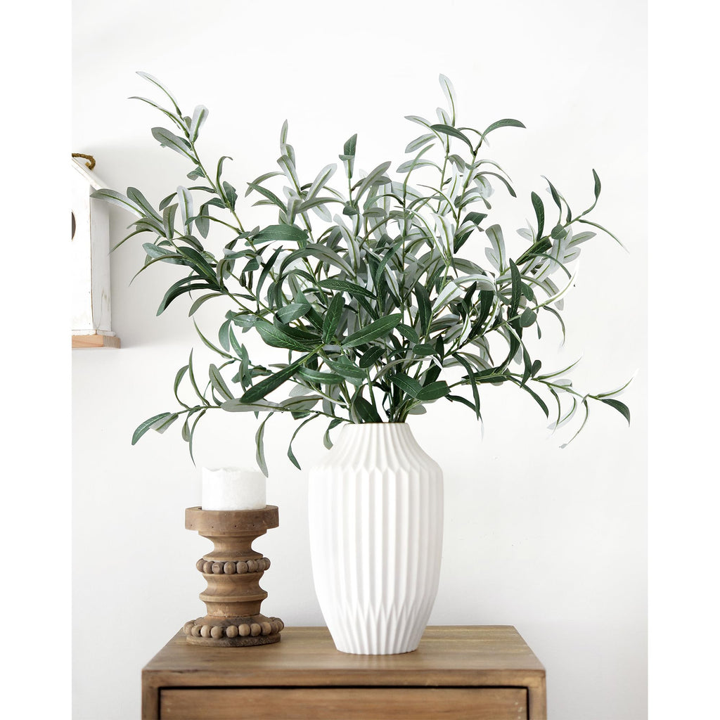 Artificial Olive Branches, 6 Gray-Green 30 Inch Faux Olive Stems with Bendable Wire for Vases & Centerpieces