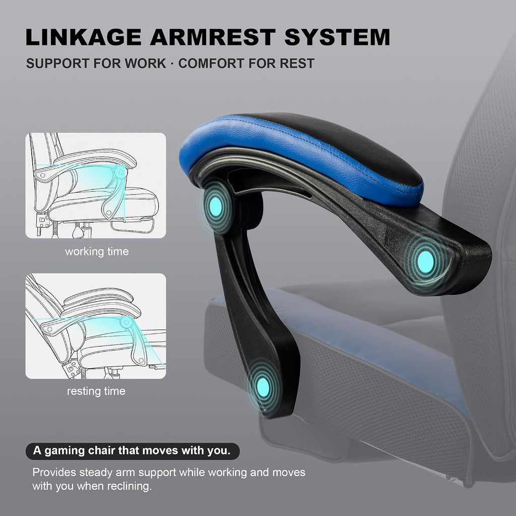 Ergonomic Big and Tall Gaming Chair 400lbs Heavy Duty Computer Office Desk Chair with Footrest, Comfortable Pocket