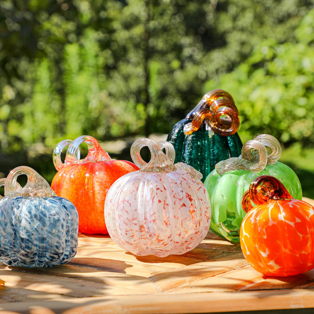 5 Inch Hand-blown Glass Pumpkin Collectible Figurines Art Glass Pumpkin