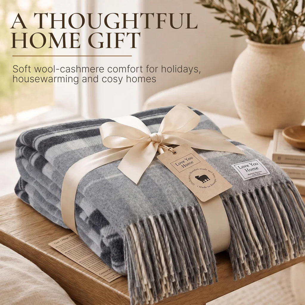 Cashmere & Merino Wool Blanket, Soft Throw for Bed & Couch, 55x79 in