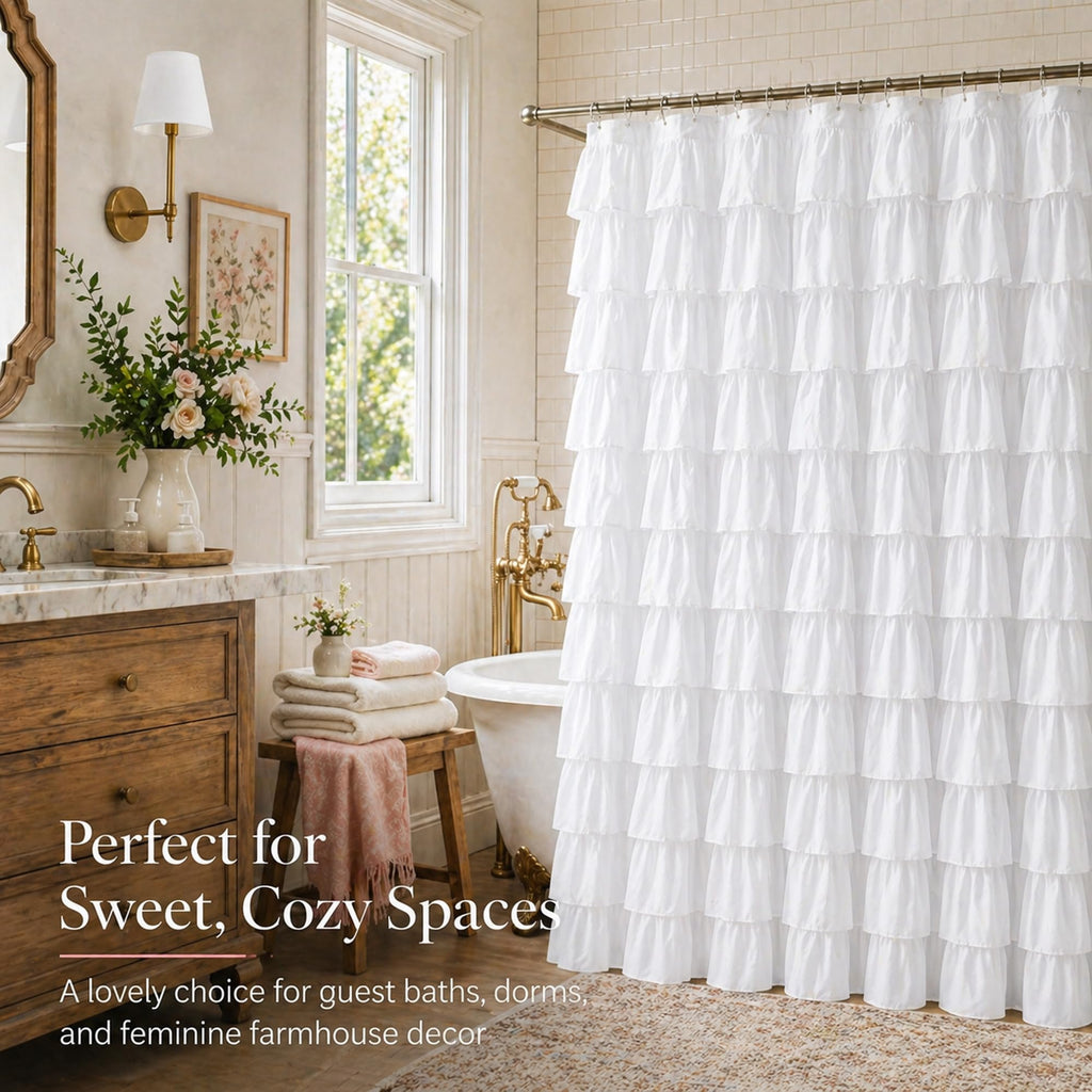 White Ruffle, 72X84, Layered Ruffles Texture