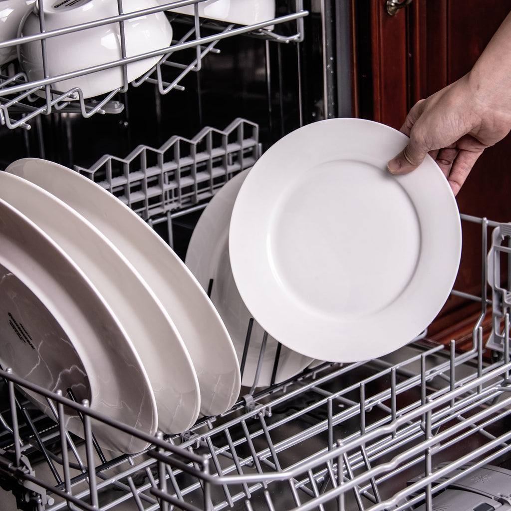 Dinnerware Set for 4, White Porcelain Plates and Bowls, Chip Resistant Dishwasher Safe for Family Dining