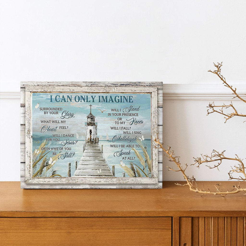 Christian Lighthouse Decor Wall Art, Religious Nautical Pictures 16"x24"