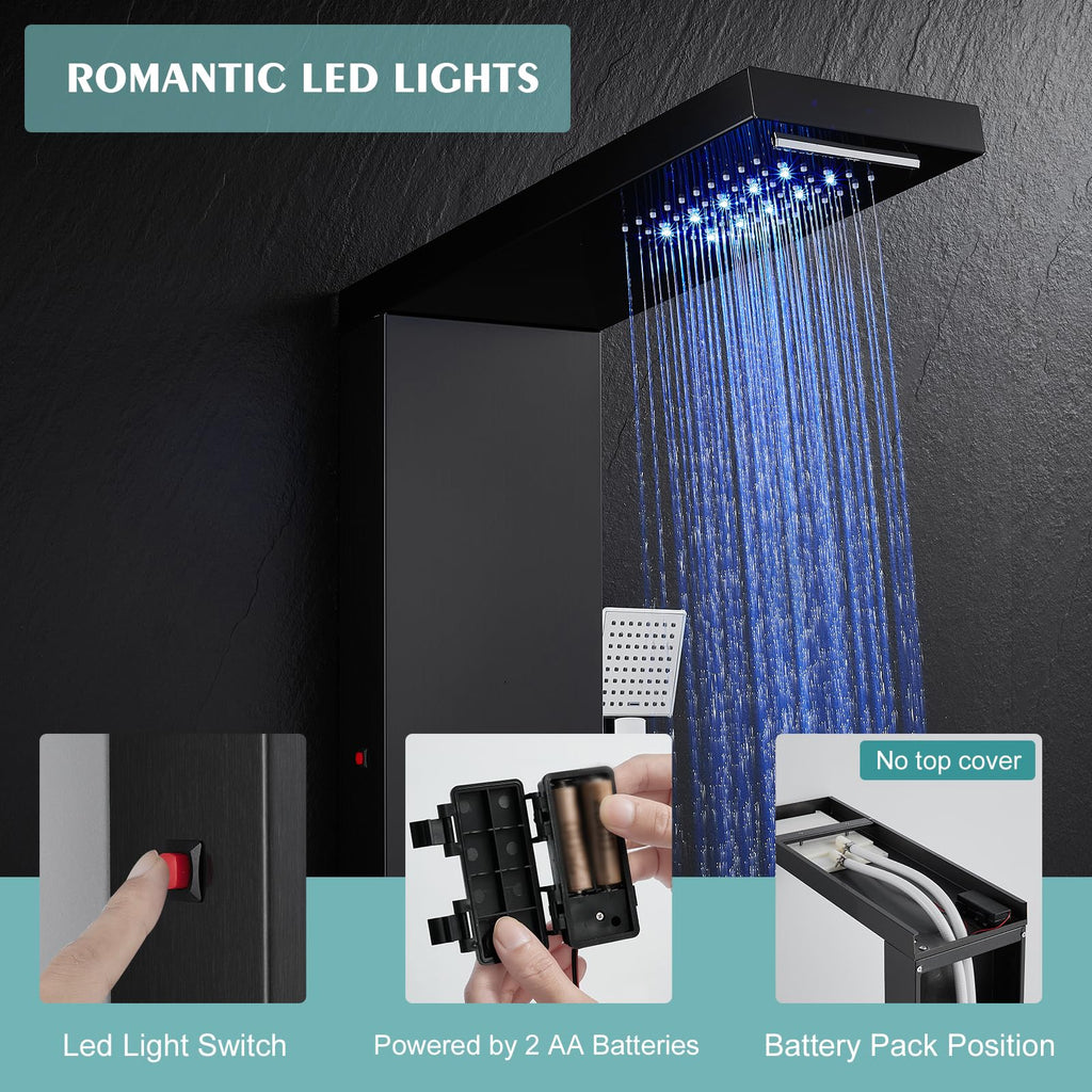 Rainfall LED Shower Panel - 5 in 1 Full Body Shower Tower System