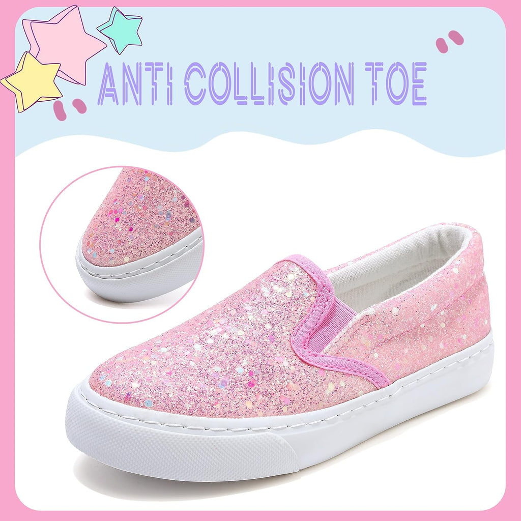 Girls Sparkle Slip-on Shoes Toddlers Canvas Sneakers