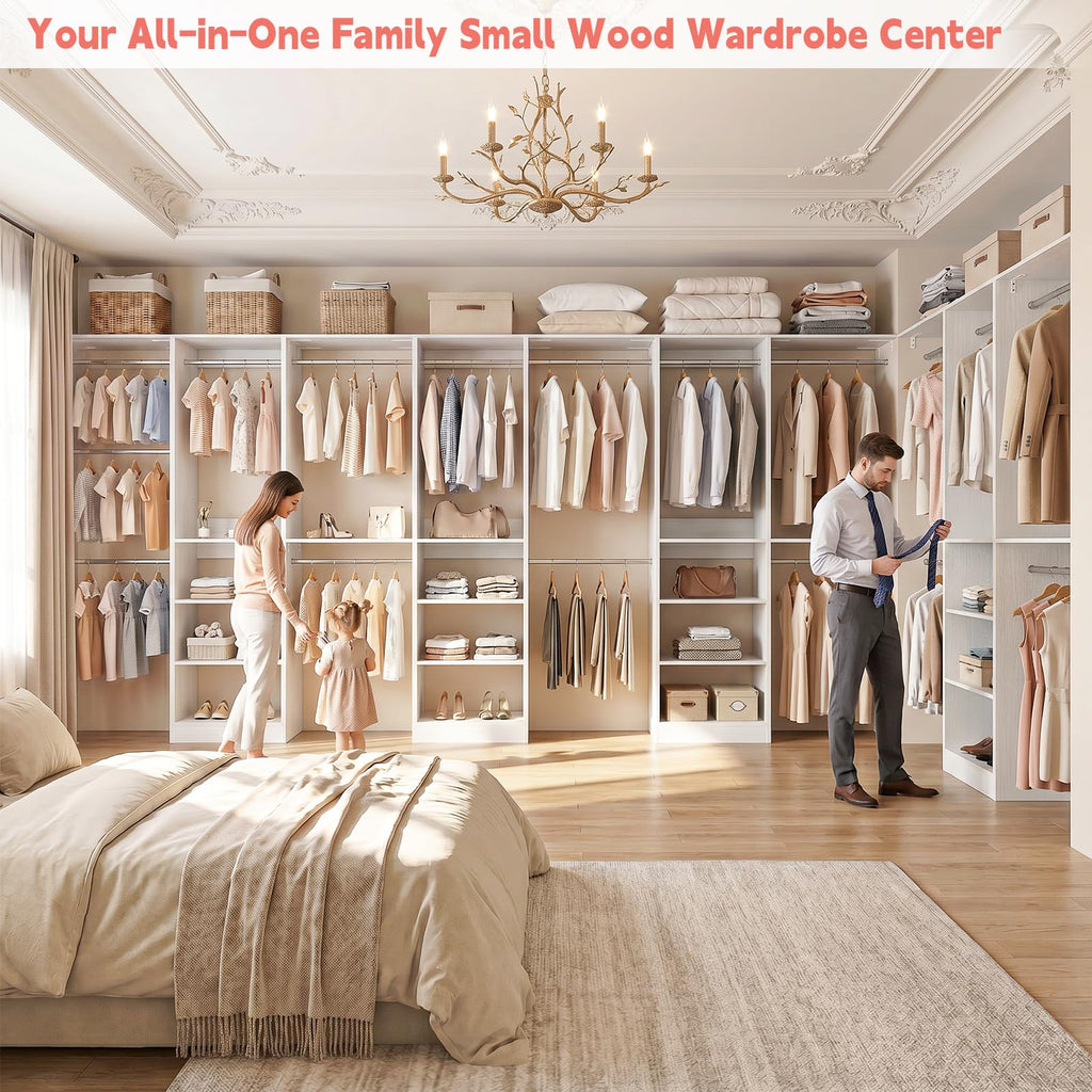 48" Small Closet System, Space-Saving Wall-Mounted Wardrobe Organizer, Mini Garment Rack for Narrow Spaces, Morning