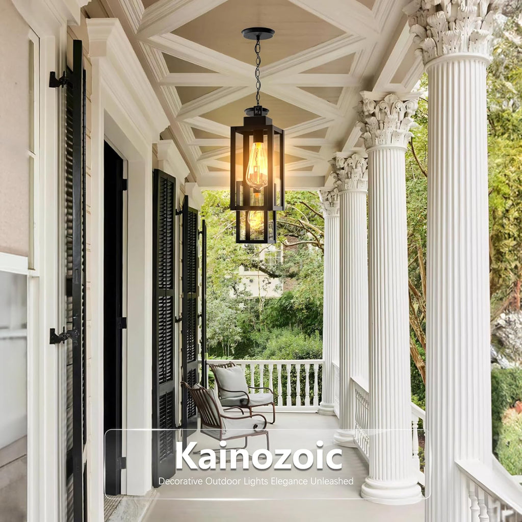 Outdoor Pendant Light Fixture Waterproof Outdoor Hanging Porch Light Anti-Rust Exterior Hanging Outdoor Lantern for