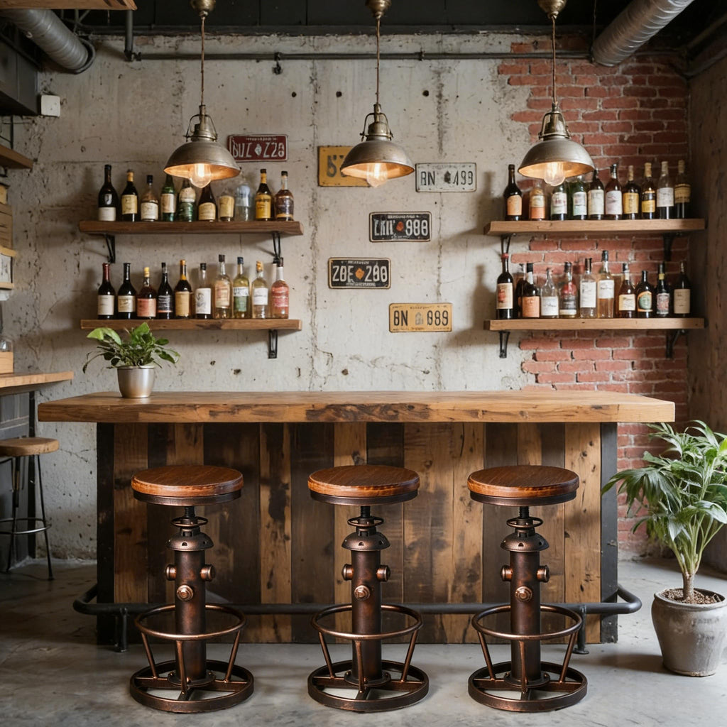 American Antique Steampunk Deco Vintage Industrial Bar Stool Retro Stylish Fire Hydrant Design Adjustable Swivel Cafe