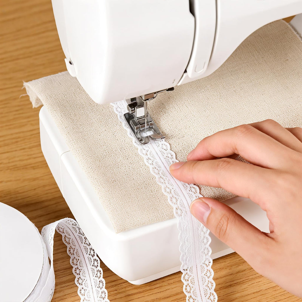 50 Yards White Lace Trim Ribbon Roll, Vintage Crochet Lace for Gift Wrapping, Sewing & Craft Projects, Bridal Wedding