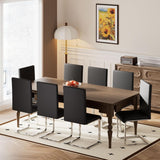 Modern Dining Chairs Set of 4, Faux Leather Dining Room Chairs with Armless Design and Chrome Legs, Space-Saving Kitchen Chairs