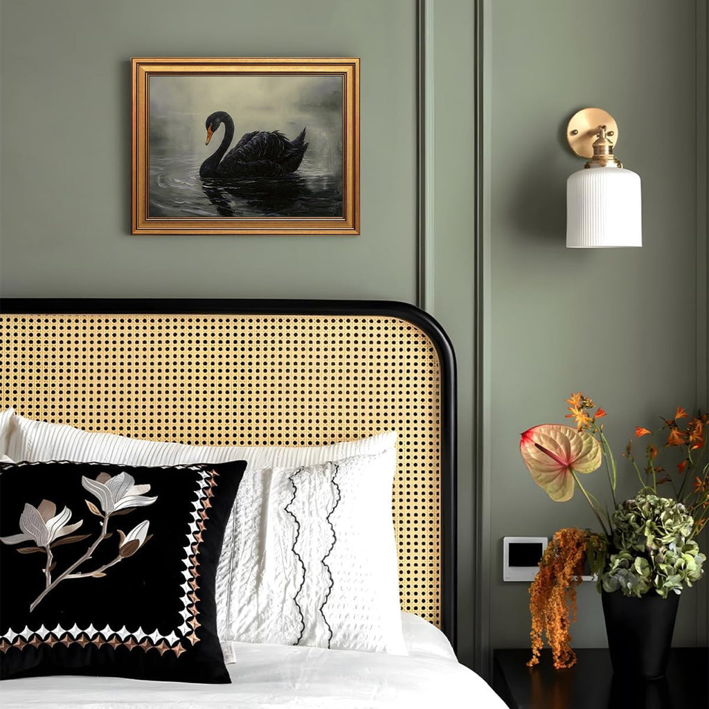 Vintage Gold Framed Wall Art Black Swan Pictures Dark Academia 16x24 Inch