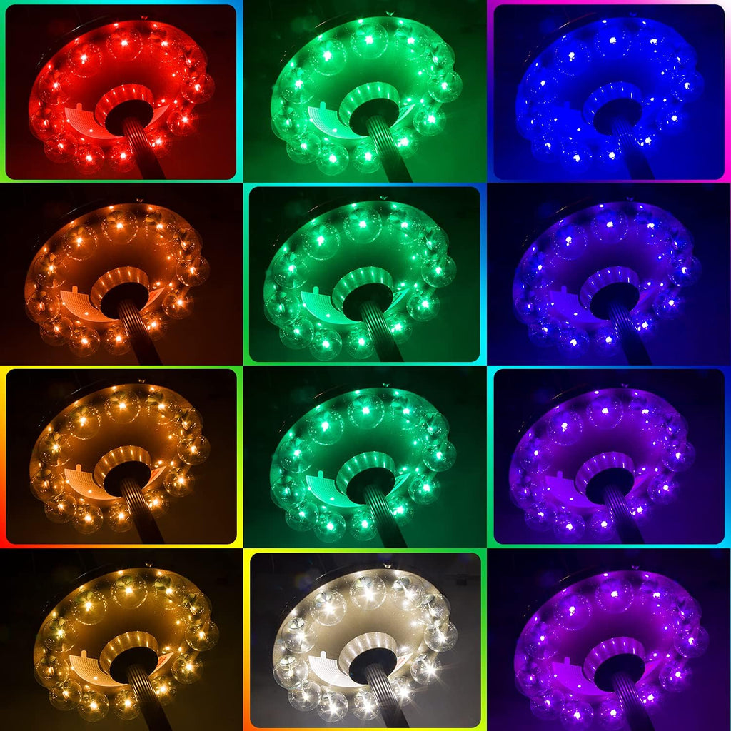 Umbrella Lights Battery Operated,12 Color Changing Outdoor Patio Umbrella Light for Pole with 80Ft Remote,12 Clear Bulb