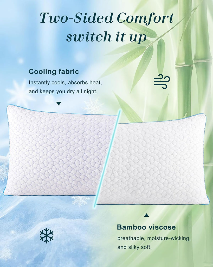 Cooling Body Pillows for Side Sleeper, Double Sided for Hot Sleepers, Firm Shredded Memory Foam Long Pillow for Bed
