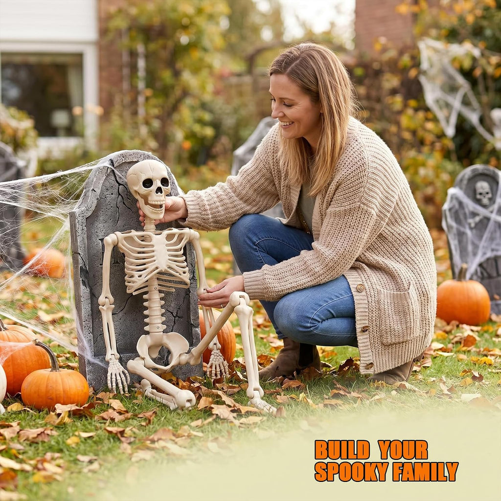 Halloween Decorations outdoor, 2Pack 36" halloween-Skeletons Decoration indoor-3ft Life Size Human Plastic Skeleton