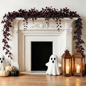Fall Decorations-2Pack Plum Fall Garland,Artificial Autumn Leaf - Set of 6