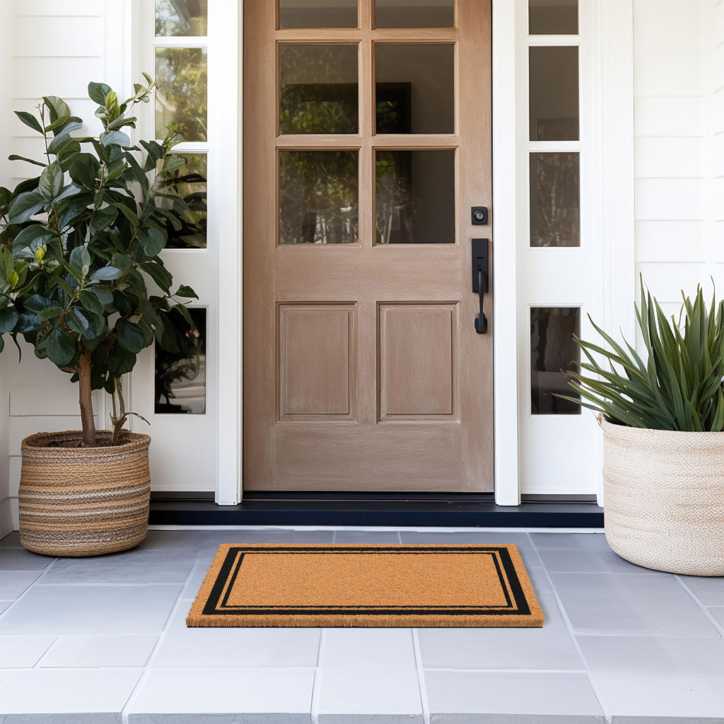Natural Coco Coir Non-Slip Doormat (17x30, Border)