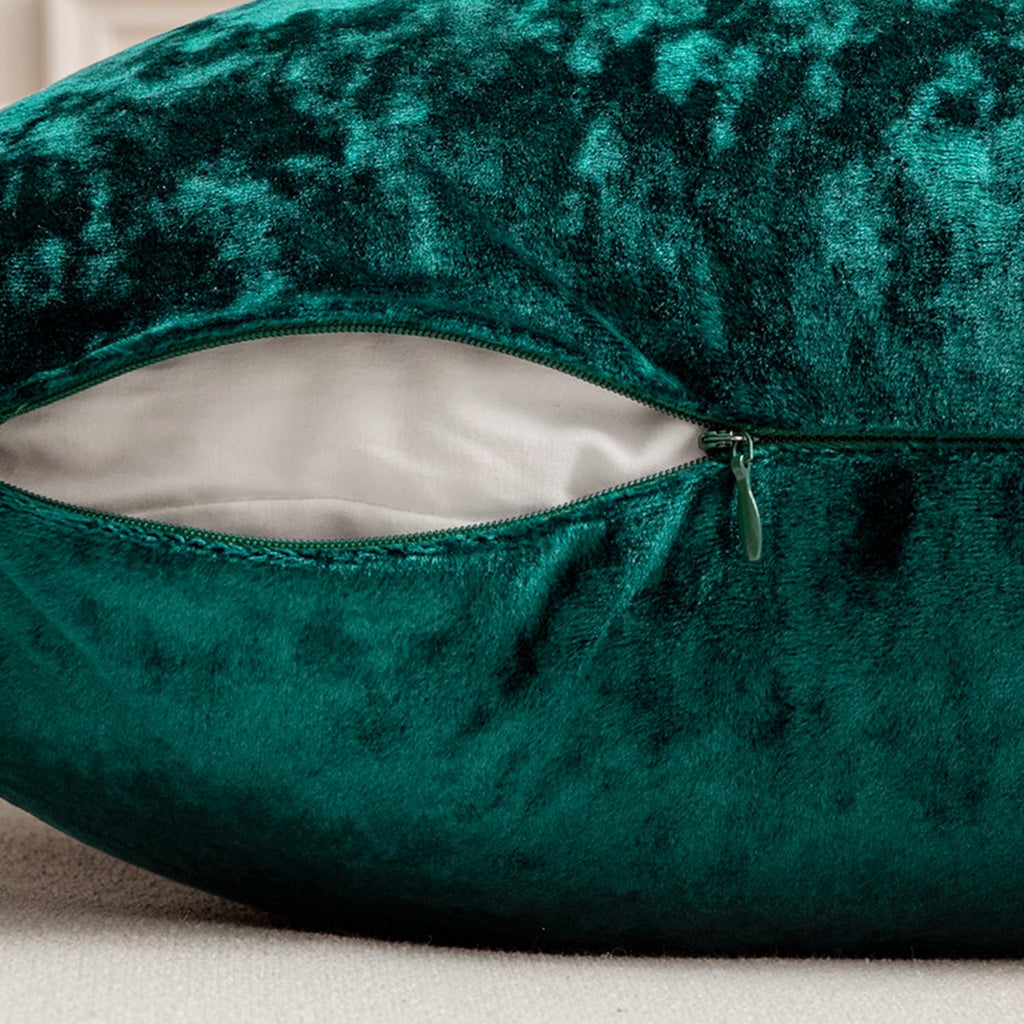 Velvet Throw Pillow Covers Emerald Green 20x20 inch Set of 2