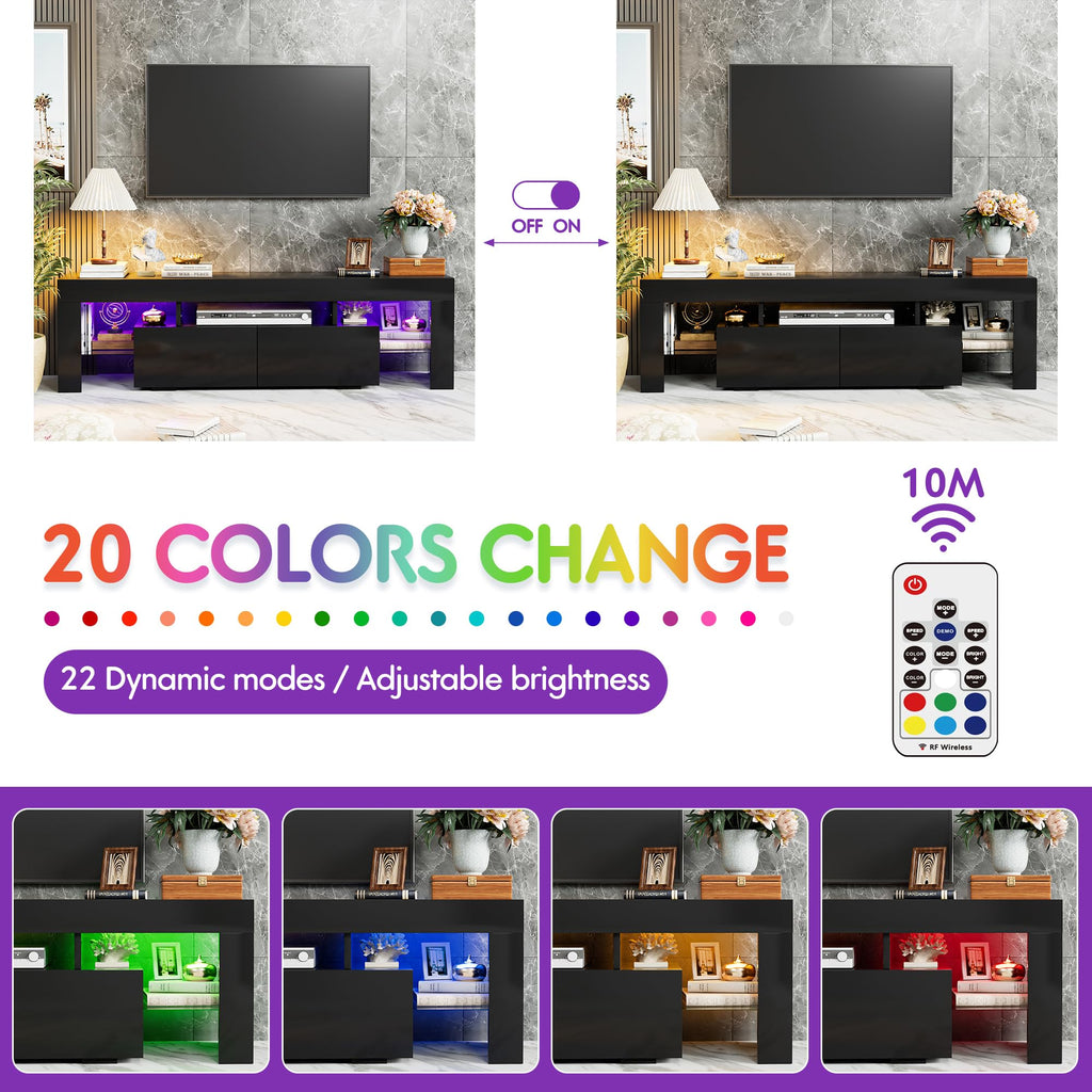 63 Inch Modern LED TV Stand for 70 Inch TV (Black)