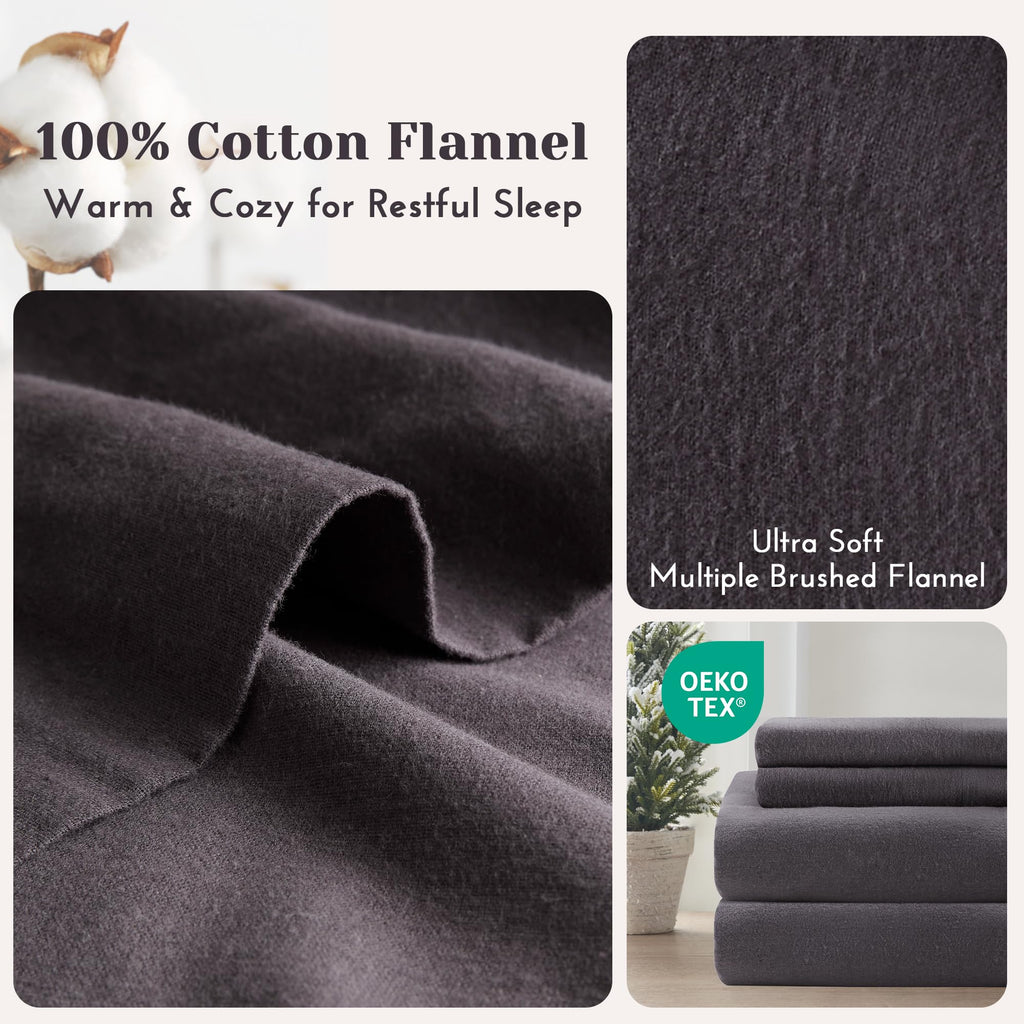 100% Cotton Flannel Sheets Twin XL Size Sheet Set, 3 Piece