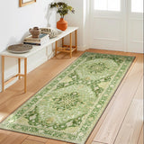 Area Rugs Washable Non-Slip, Floral Vintage Distress Print Pattern Medallion Carpet for Living Room Bedroom