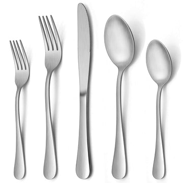 40 Piece Silverware Set, Flatware Cutlery Set for 8, Include Knife Fork Spoon, Fancy Satin Finish Eating Utensils