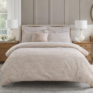 Martha Stripe Taupe Comforter Set - Comforter (68x88in.) and 1 Standard Sham (20x26in.) - Stripe - Taupe