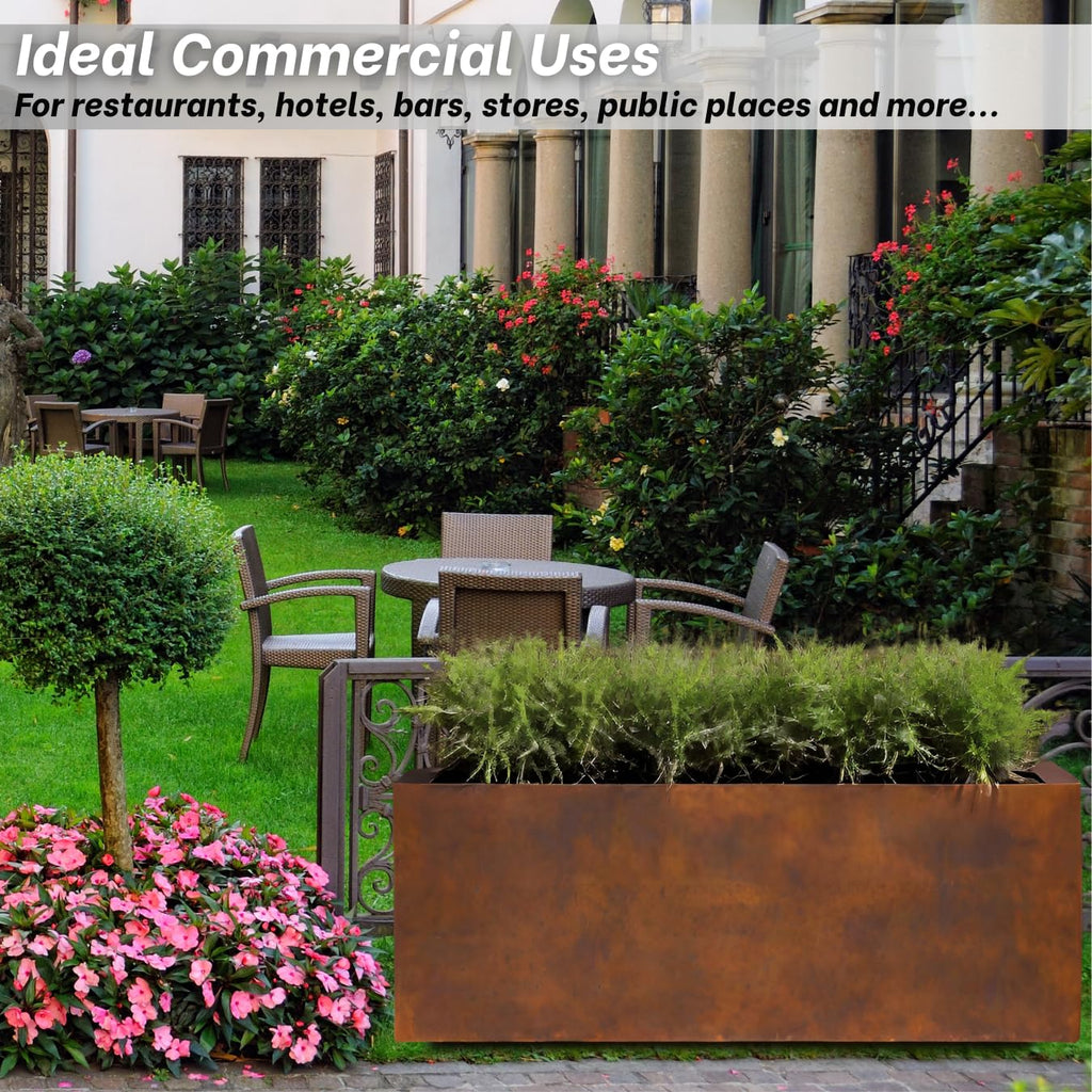 Corten Steel Planter Large Rectangle for Outdoor, Metal Planter Box - 46x20x20 inch - Flower Pot for Garden, Patio