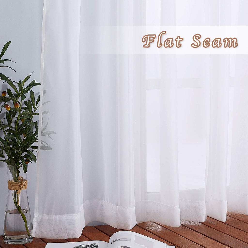 Sheer Curtains Door - Ring Top Voile Textured Soft Lightweight Curtains and Drapes Elegant /Kitchen/Living Room Home