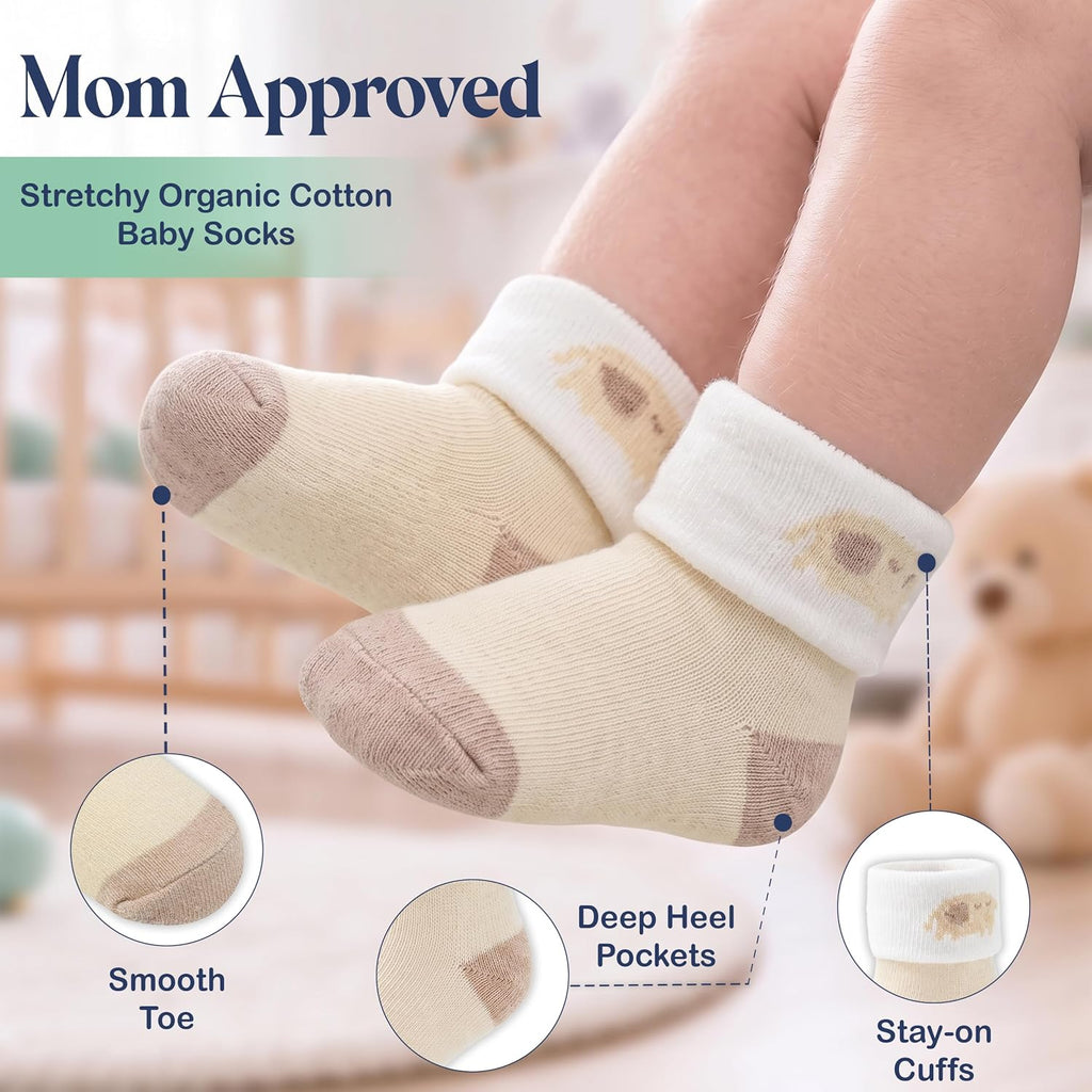 Organic Cotton Blend 12 Pairs Baby Socks Unisex Registry