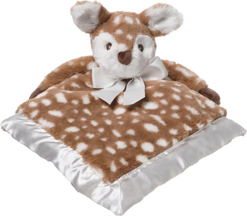 Lil' Willow Snuggler - 15" Fawn Security Blanket with Silk Satin Trim and Plush Deer Head - Soft Plush Animal Lovey