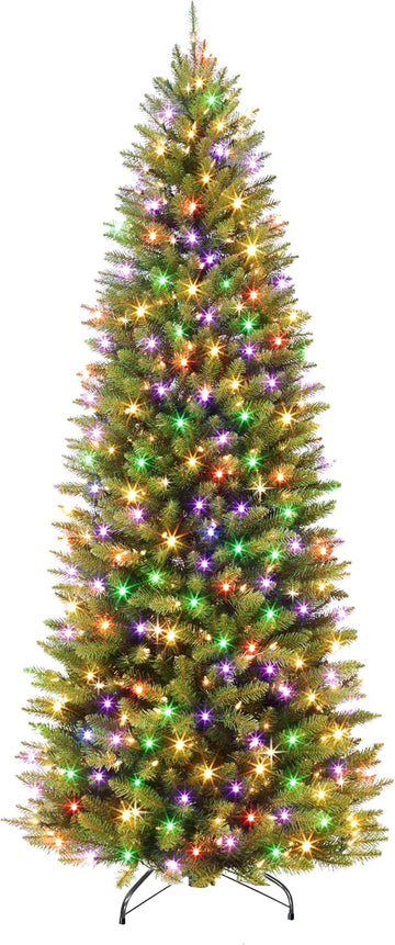 9ft Prelit Fraser Fir Slim Artificial Christmas Tree with RGBW Light