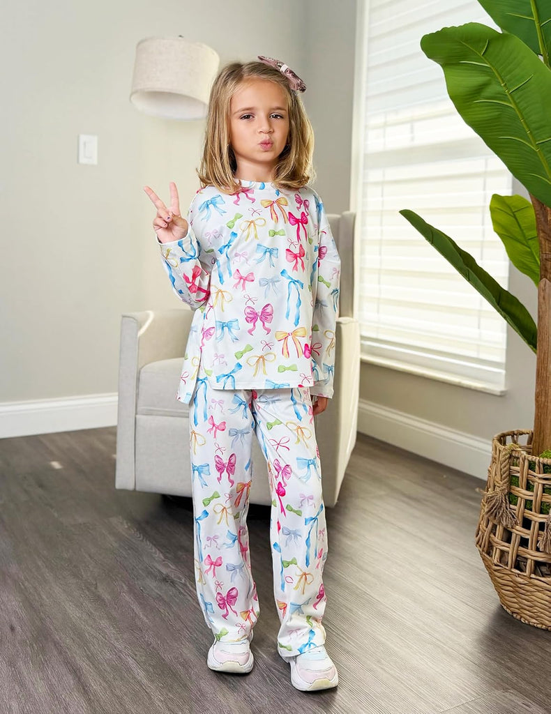 Girls Pajamas Cute Long Sleeve and Pants Pjs Set Kids Sleepwear