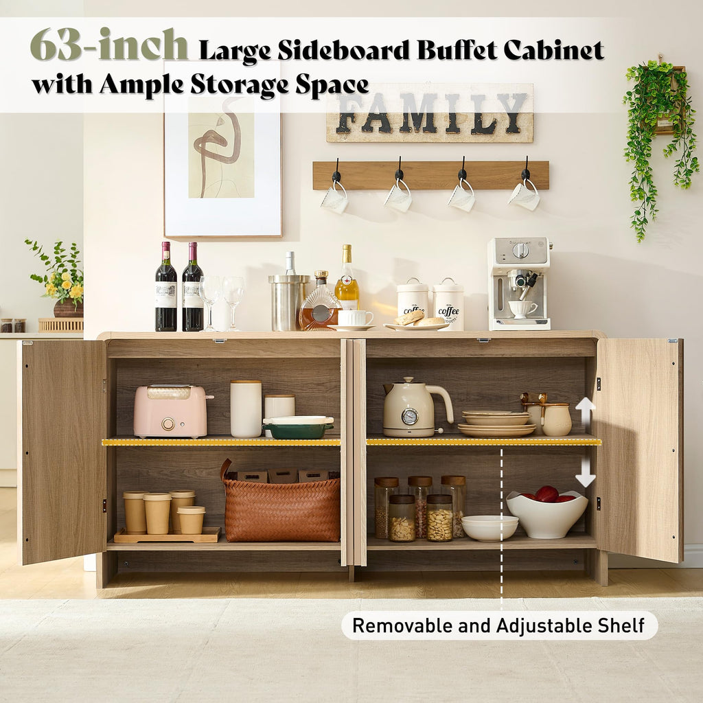 63" Modern Fluted TV Stand with Storage