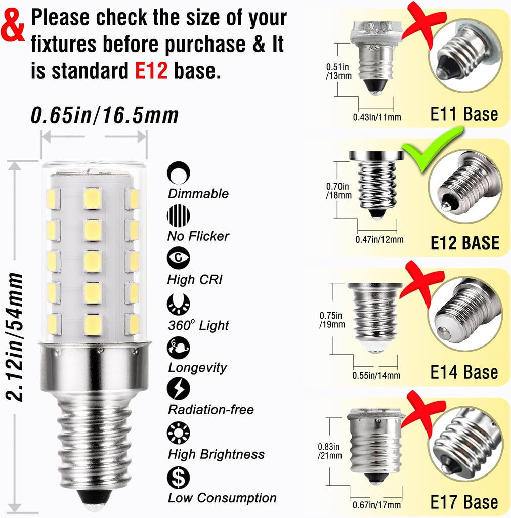 Dimmable E12 Led Candelabra Bulb 40w Equivalent 6000k Daylight White