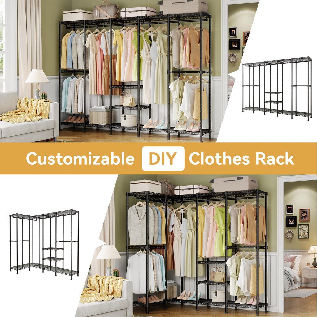 H5 Heavy Duty Clothes Rack, Black Clothing Rack for Hanging Clothes