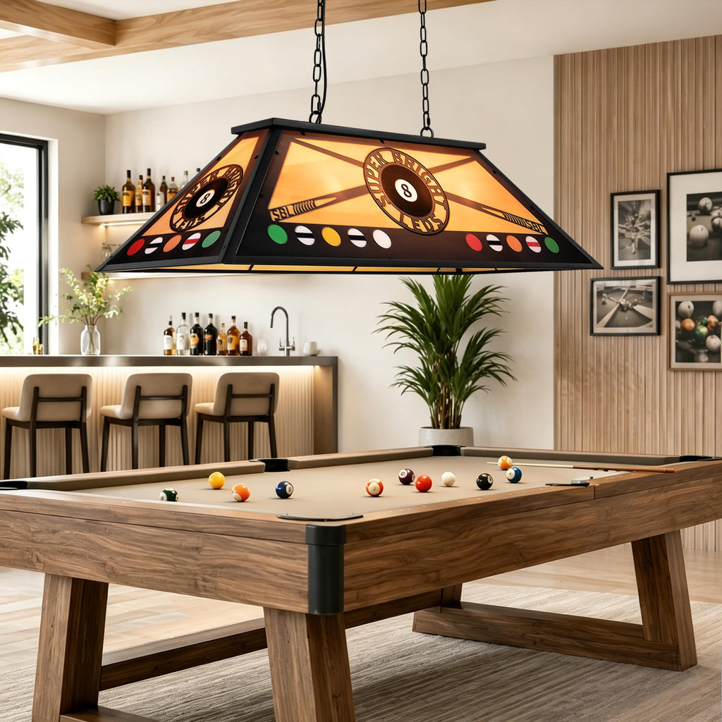 Vintage Pool Table Light Fixture, Tiffany Pool Table Lights Hanging Over 7'-8' Pool Table, 43" Billiard Table