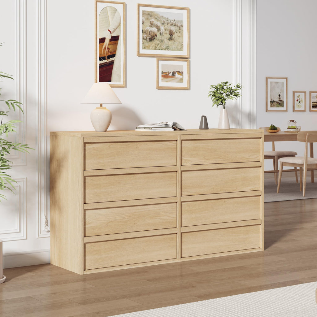 8 Drawer Dresser, 54" Wide Modern Dressers & Chest of Drawers with Large Storage, Wooden Dresser Organizer Closet