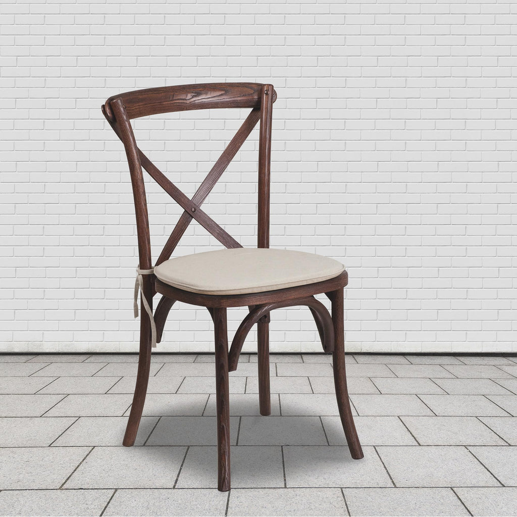Hercules Wood Cross Back Stackable Chair, Mahogany