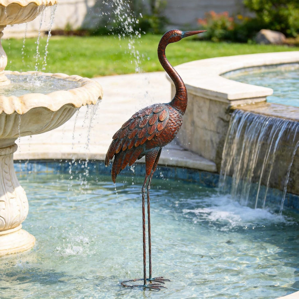 Outdoor Garden Crane Statues and Sculptures Metal Yard Art Statue for Garden Decoration Large Size