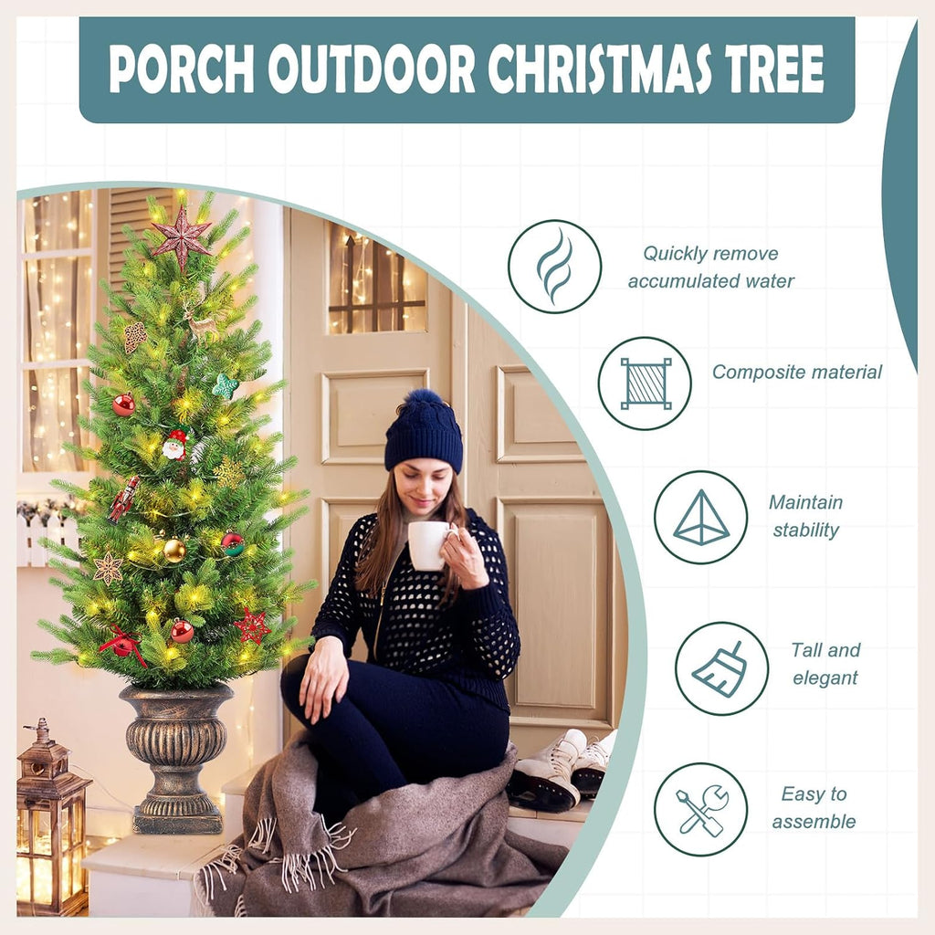 4FT Battery Operated Pre Lit Potted Christmas Tree with Lights