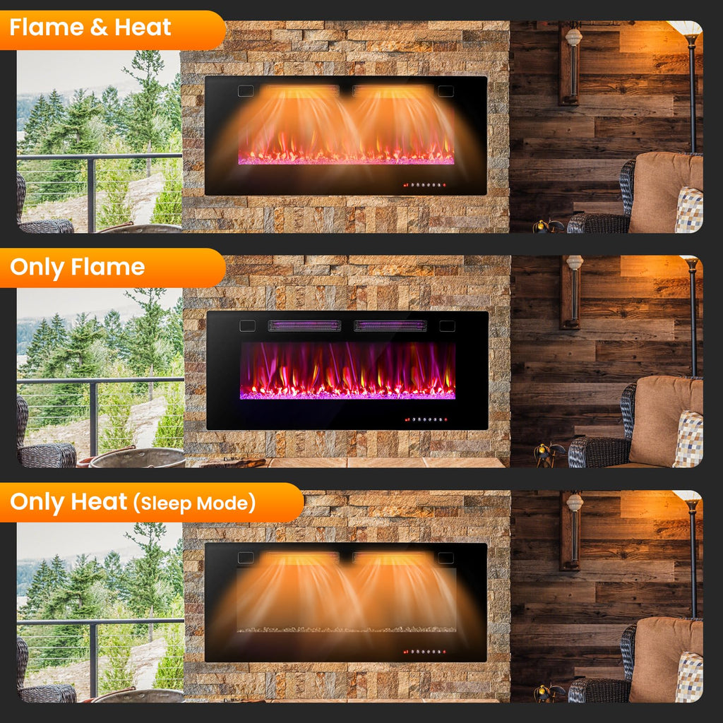 42 Inches WiFi Electric Fireplace, Ultra Thin Linear Wall Mounted